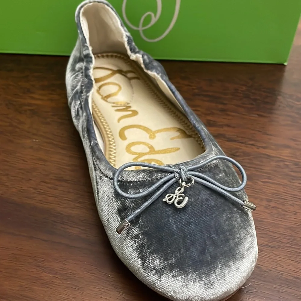 NIB Sam Edelman Felicia Kids Ballet Flat Smokey Blue Velvet Size 3M
